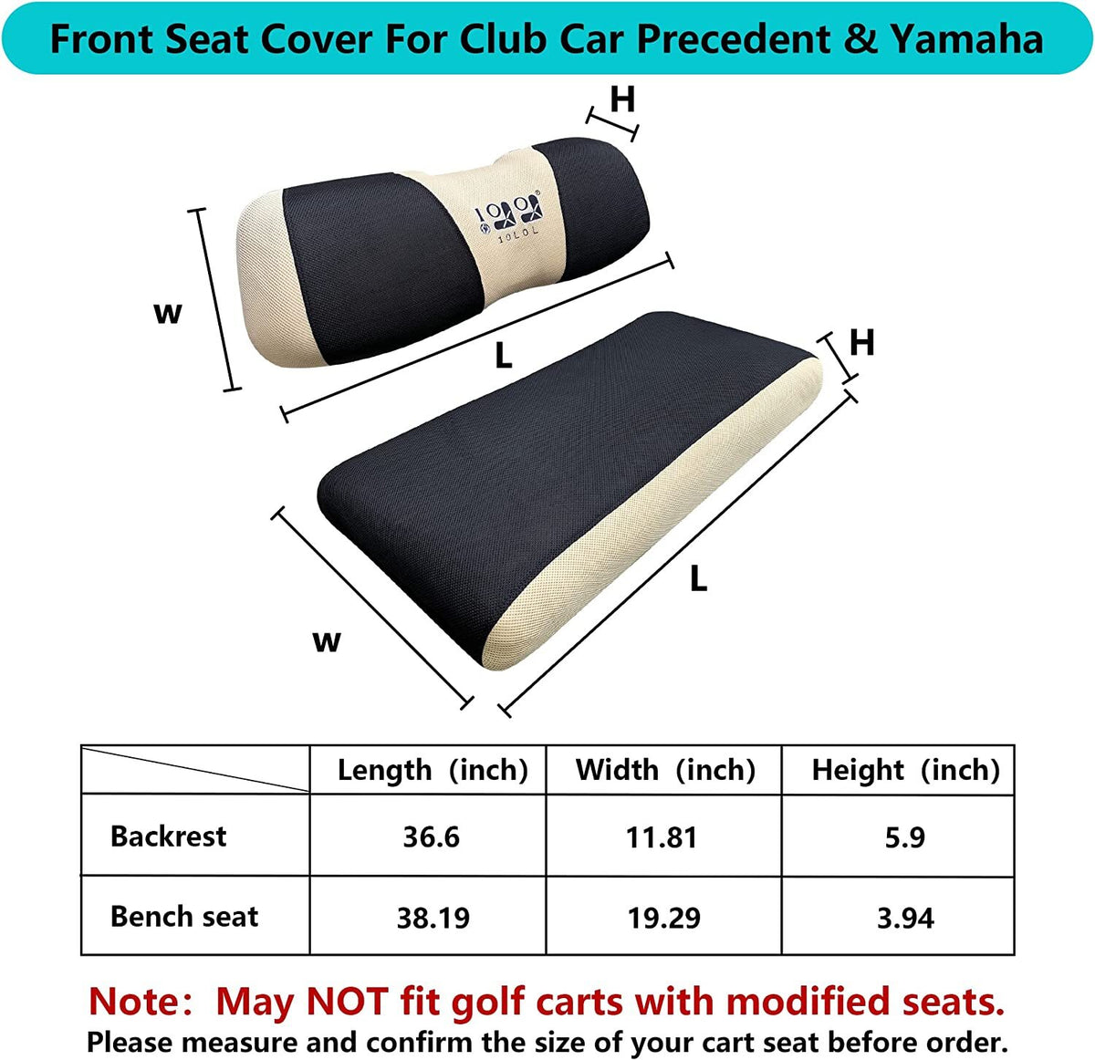 Golf Cart Seat Cover Set for Club Car Precedent Yamaha Breathable Washable Mesh