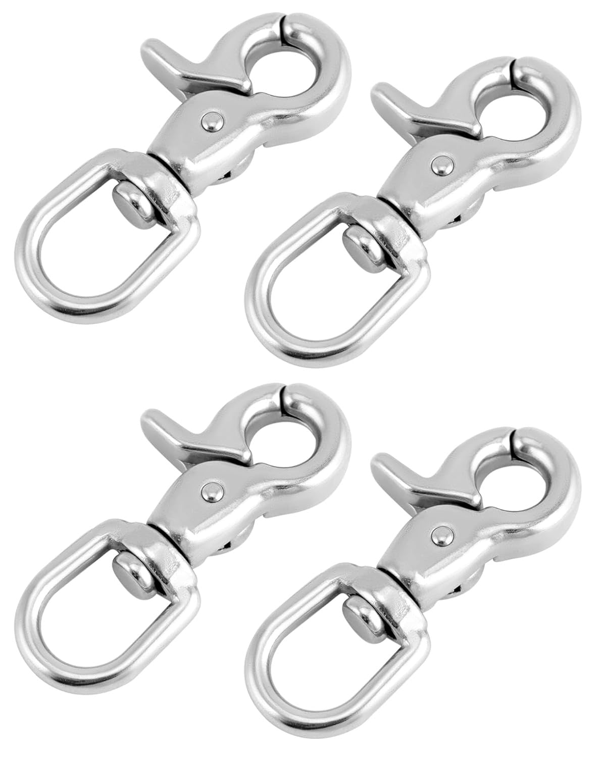 Marine Grade Stainless Steel Swivel Trigger Snap Hook 4 Pack - 2.56" Heavy Duty Clips