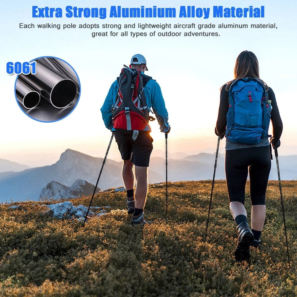 Adjustable Trekking Poles - Lightweight Aluminum Hiking Sticks with Anti-Shock