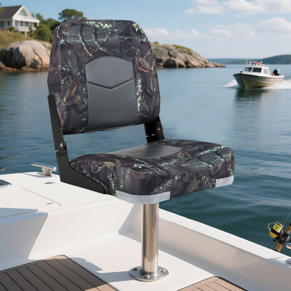 2-Pack Folding Boat Seats with Thick Cushions and Weatherproof Hinges