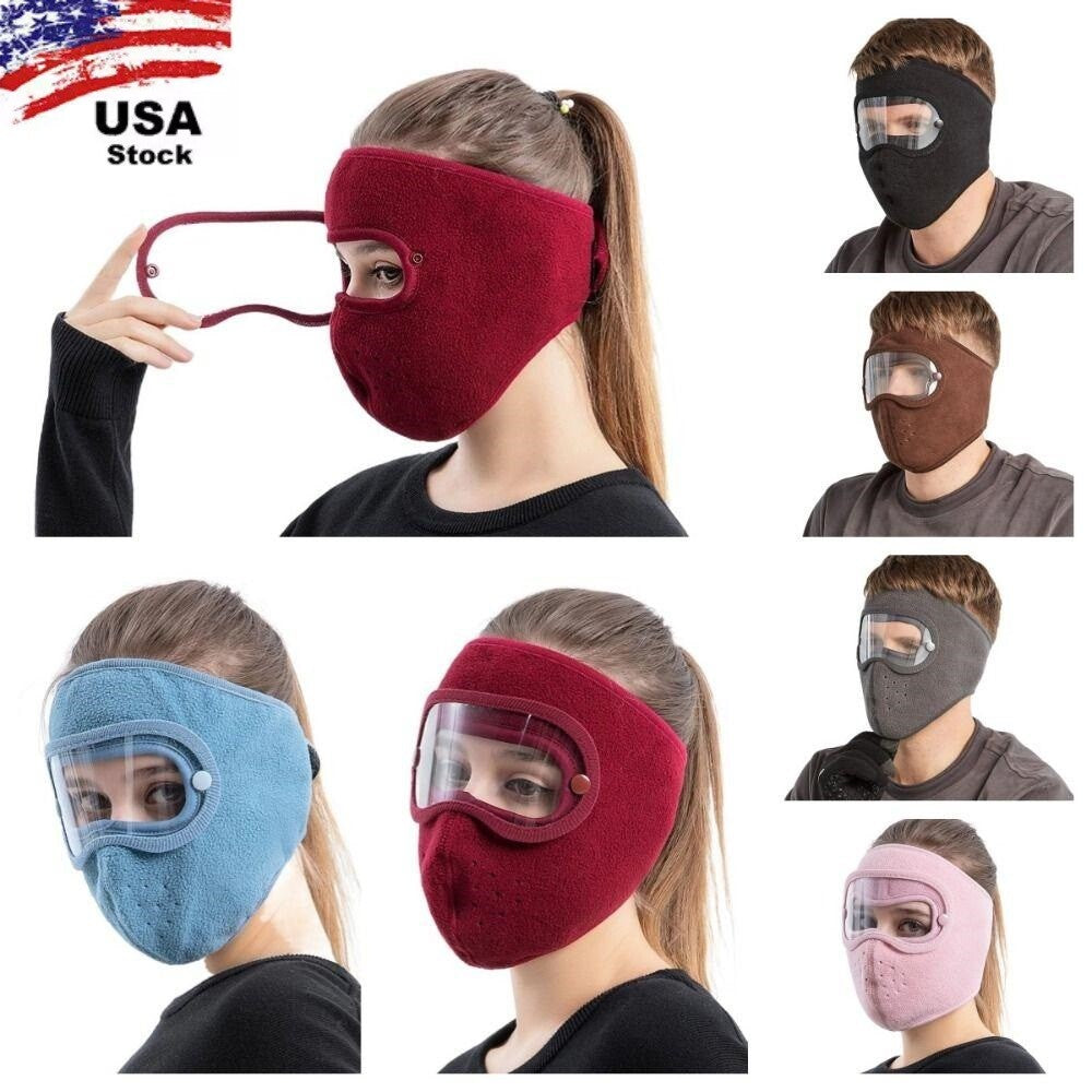 Winter Wool Face Mask with Goggles Full Face Windproof Dust Helmet