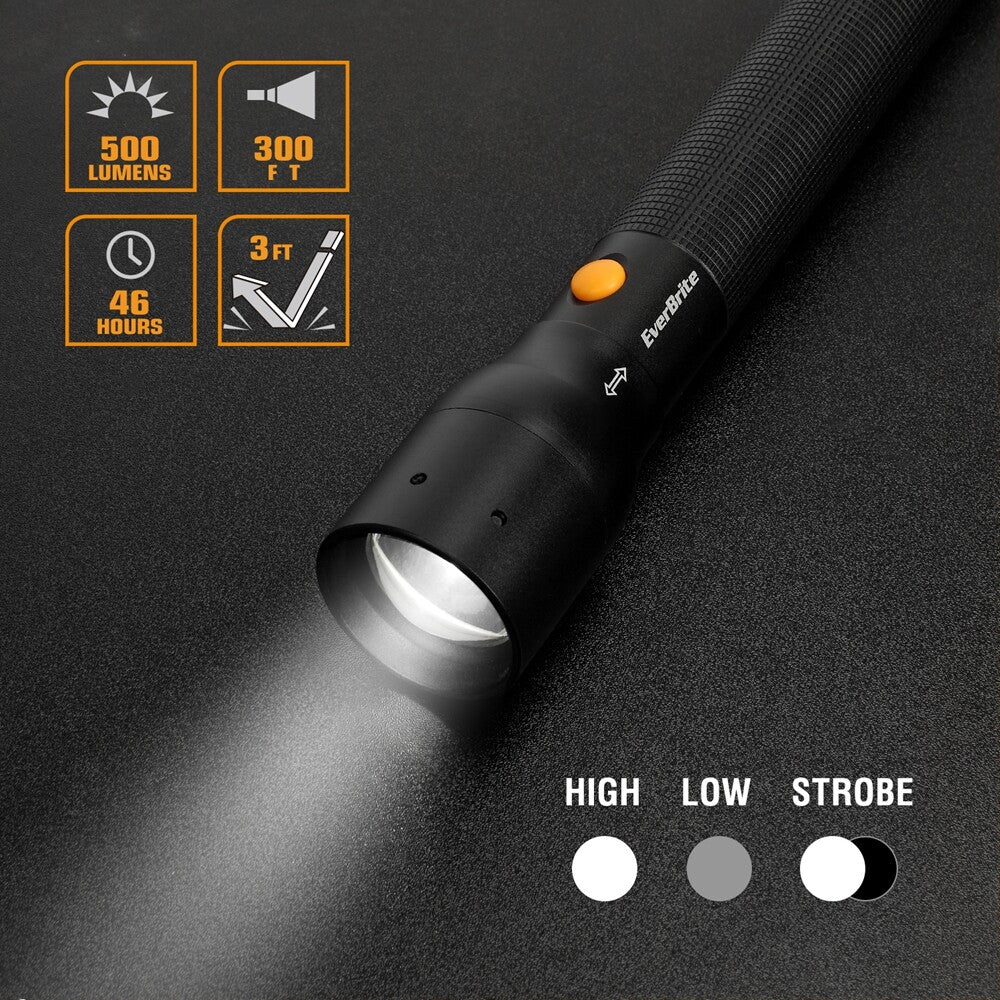 Super Bright LED Tactical Flashlight 900 Lumens with 3 Modes, Focus Zoom, Durable Aluminum Body