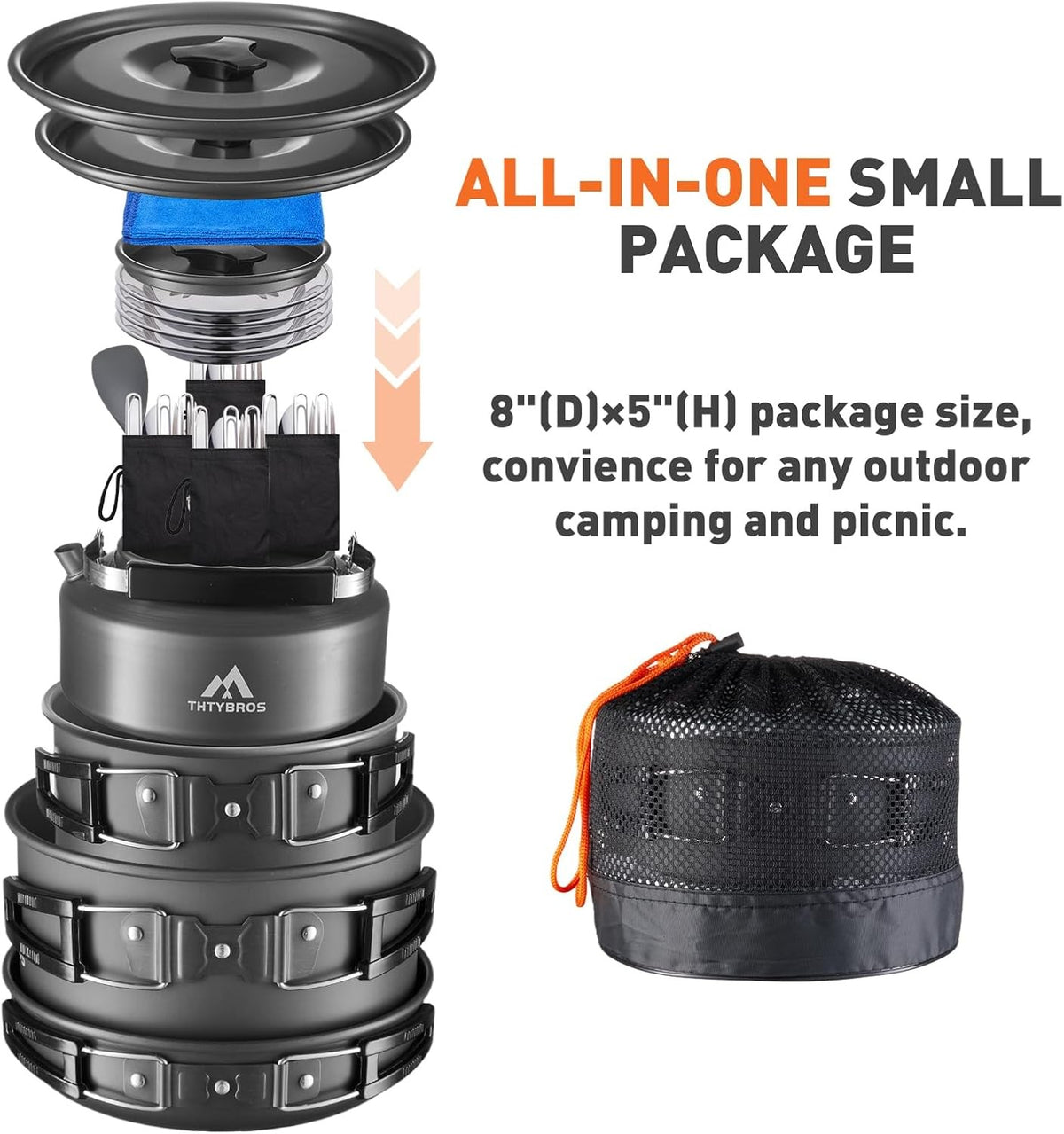 Portable Camping Cookware Set for 2-4 People with Kettle - 27 Pieces