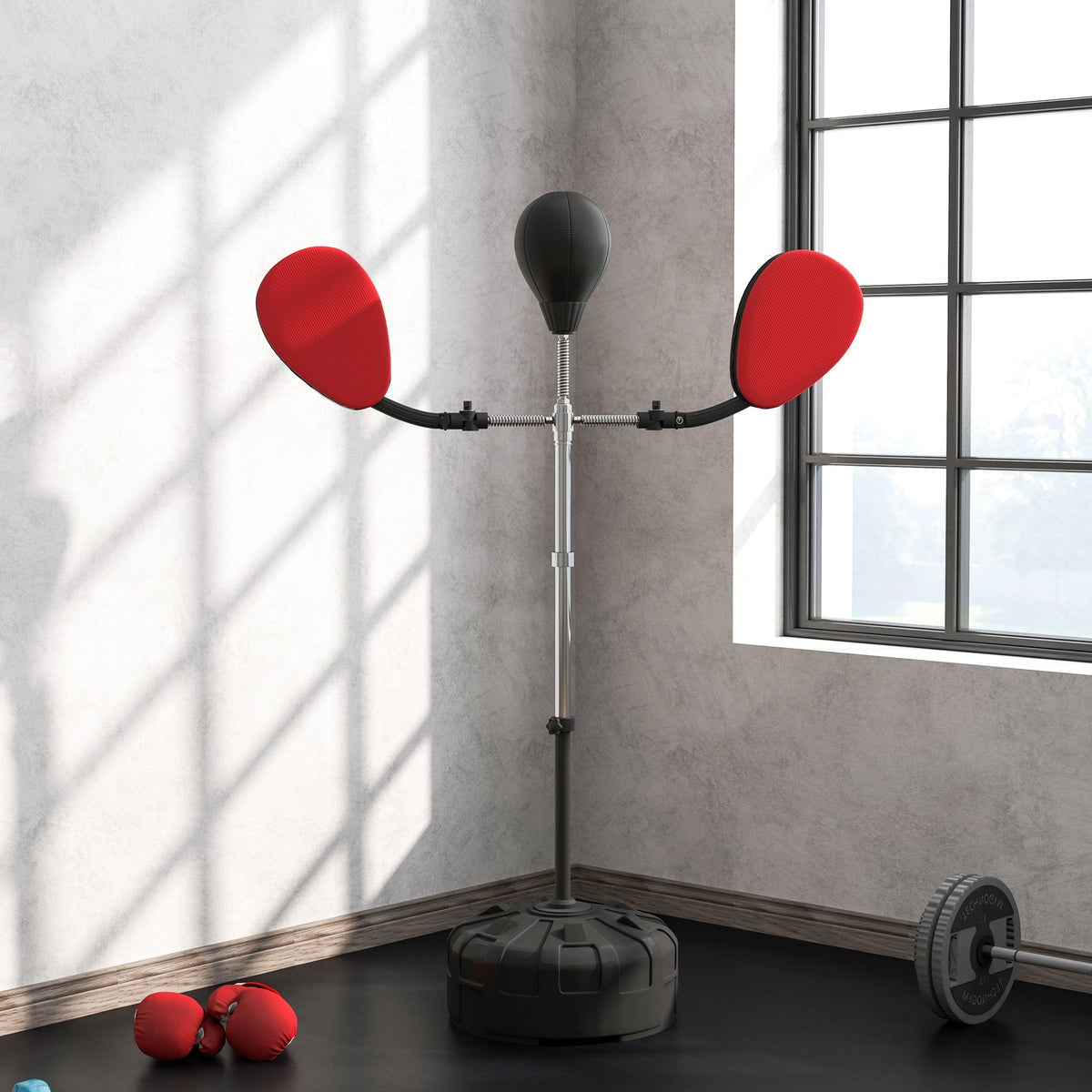 3-in-1 Boxing Bag with Stand, Speed Bag & Target Arms, Adjustable Height