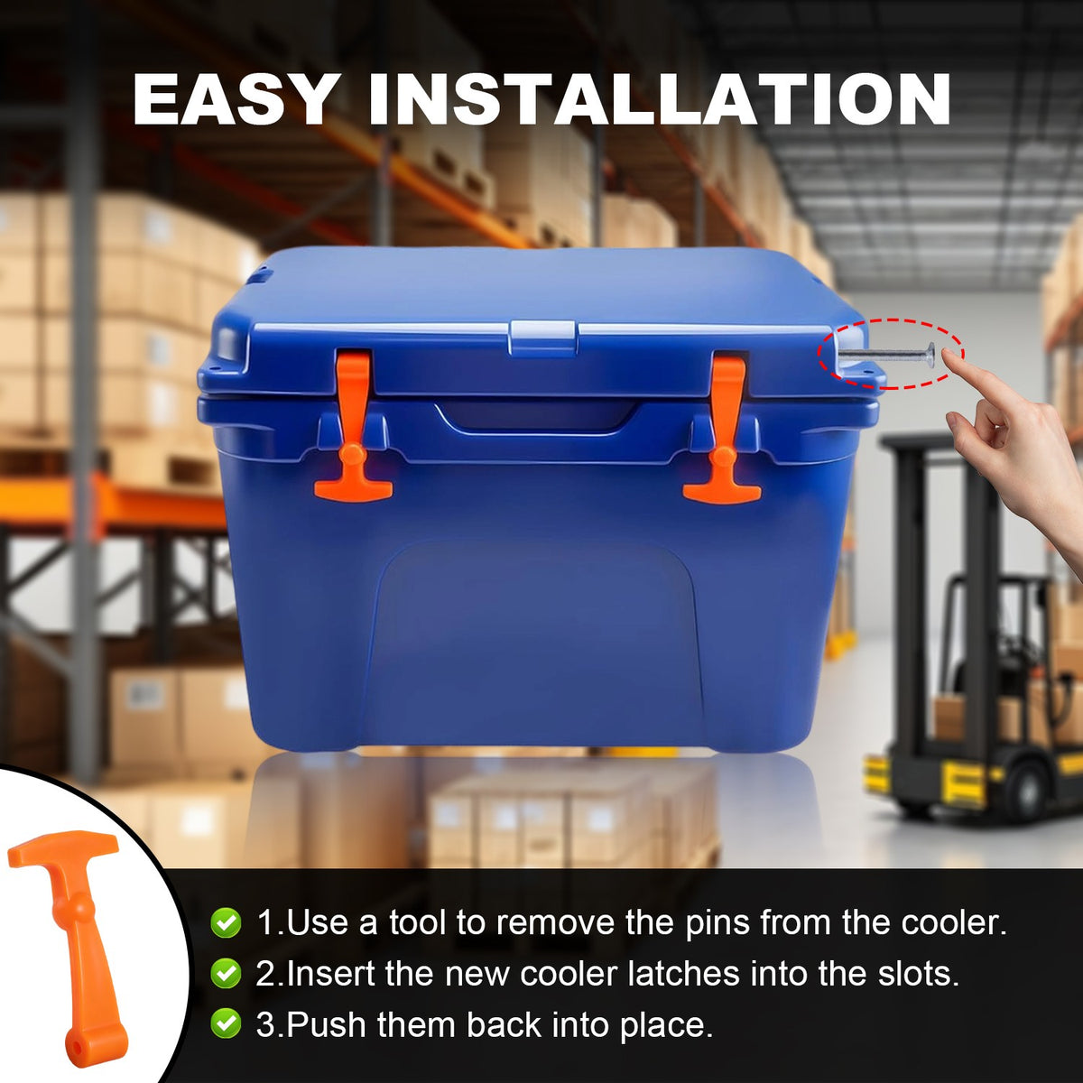 Replacement Cooler Latches for Yeti RTIC and More - 2 Pack Orange