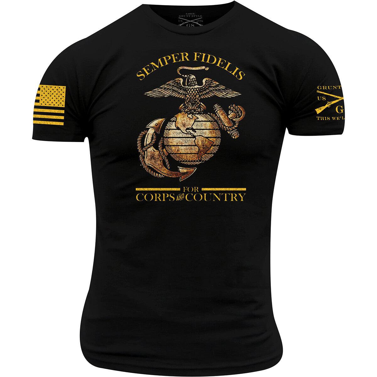 USMC T-Shirt for Country & Corps - Black Military Graphic Tee