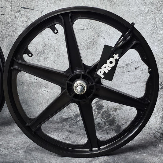 20-Inch Bicycle Wheelset with 6 Spoke Black Mag Style Rims for BMX
