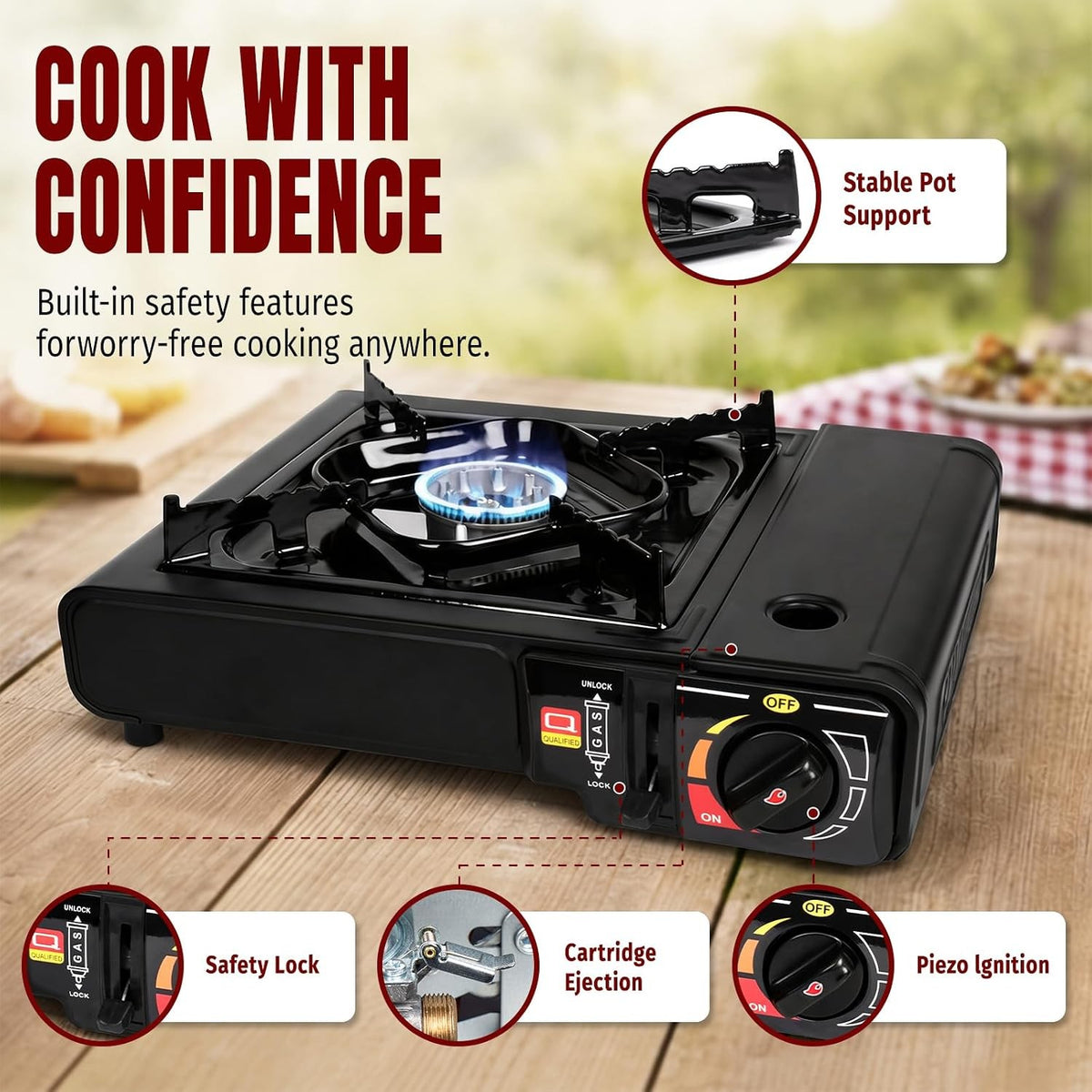 Portable Dual Fuel Camping Stove with Carry Case & Regulator Hose