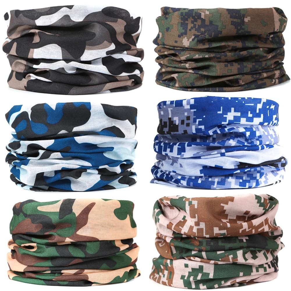 Balaclava Face Mask 6-Pack Breathable Neck Gaiters for Men & Women