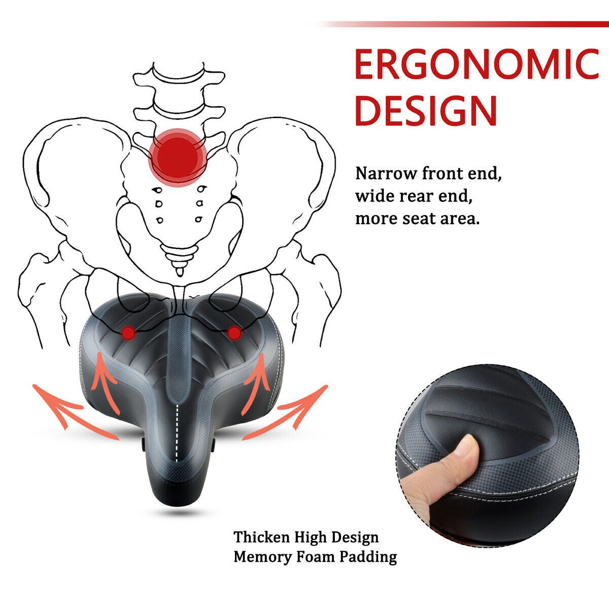 Oversized Bicycle Seat for Men & Women Extra Wide Soft Cushion Comfortable Bike Saddle