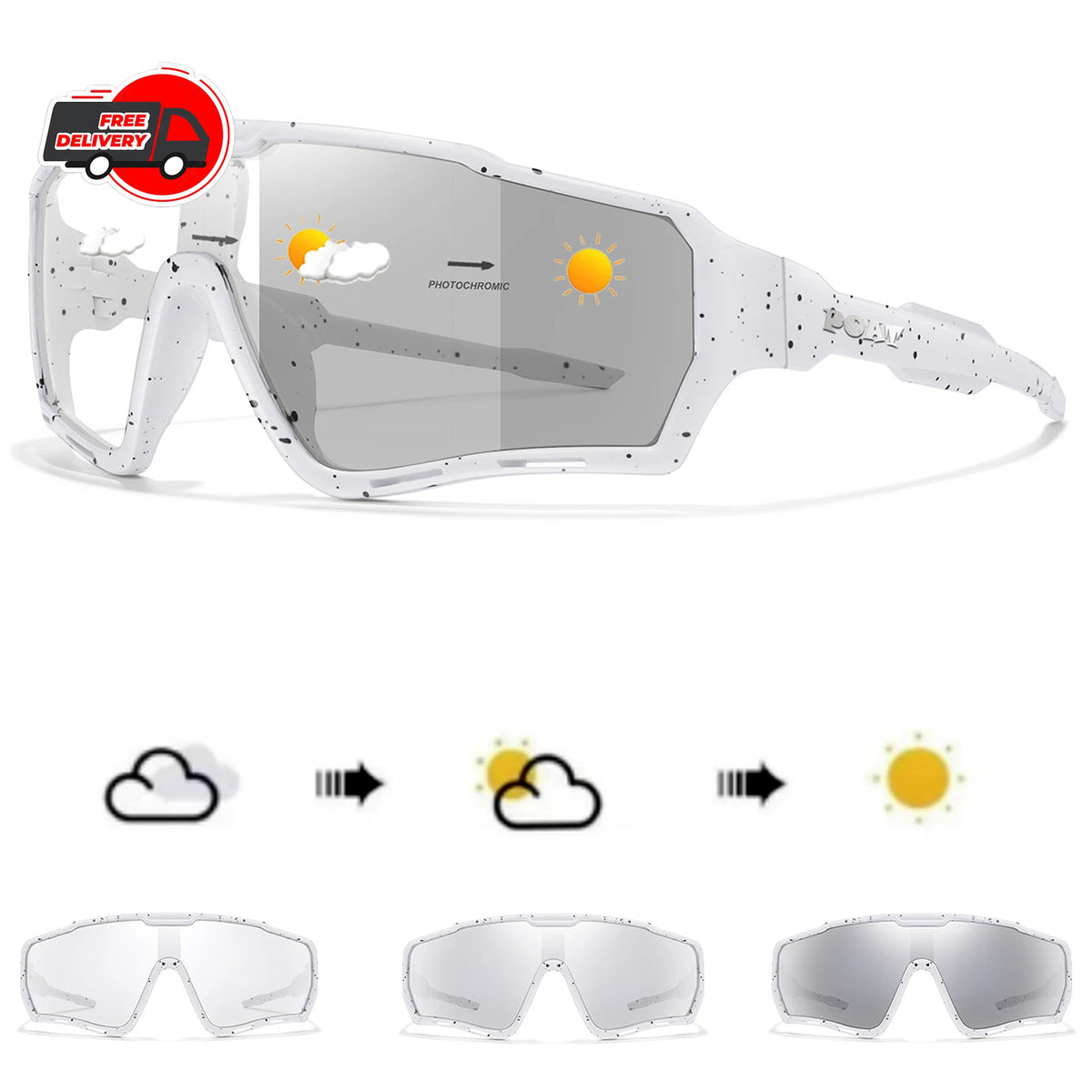 Photochromic Cycling Sunglasses Sports Eyewear UV400 UV-Change MTB Running Fishing