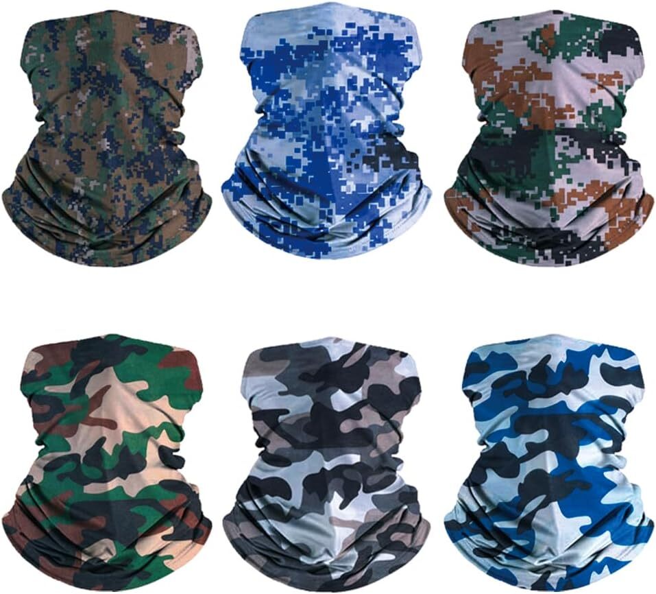 6-Pack UV Protection Balaclava Face Masks for Men & Women - Breathable Neck Gaiter