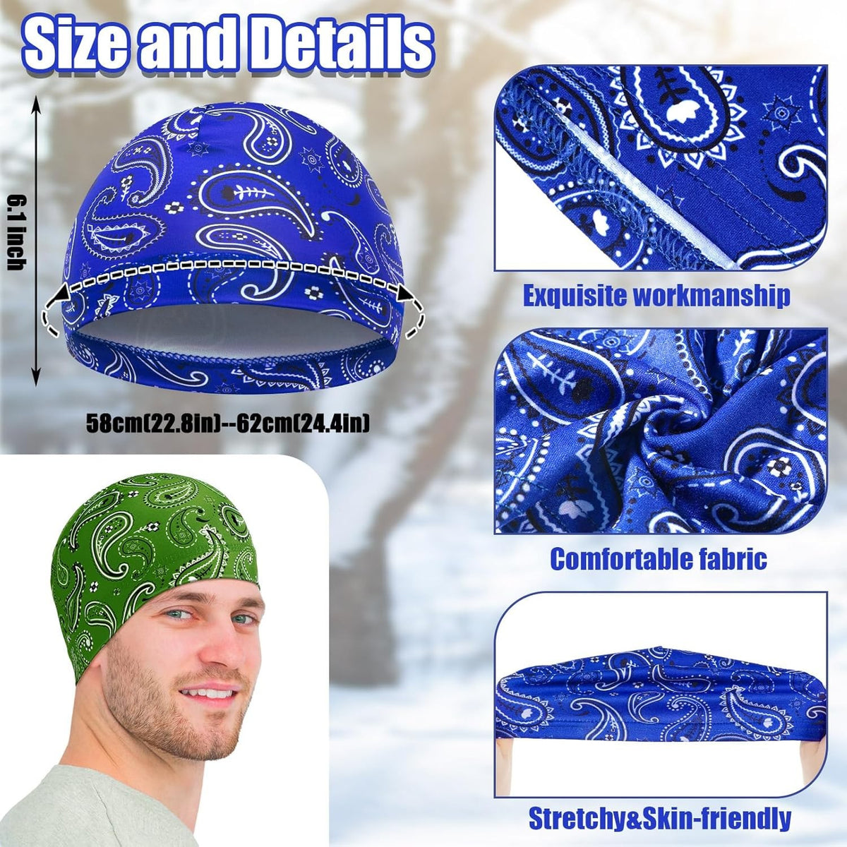 Cooling Skull Cap Helmet Liner - Sweat-Wicking Beanie for Men Women