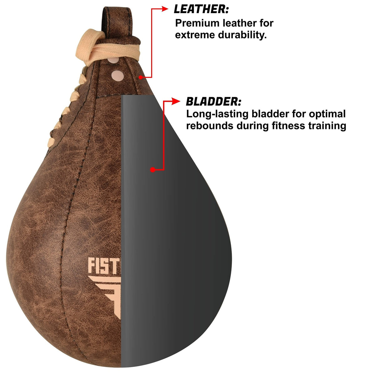 Leather Speed Bag for Boxing MMA Training - 7 Inch Diameter
