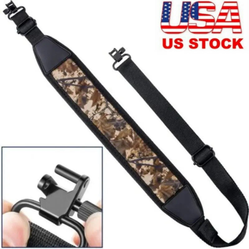 Camouflage Rifle Sling with Swivels & Padded Shoulder Strap
