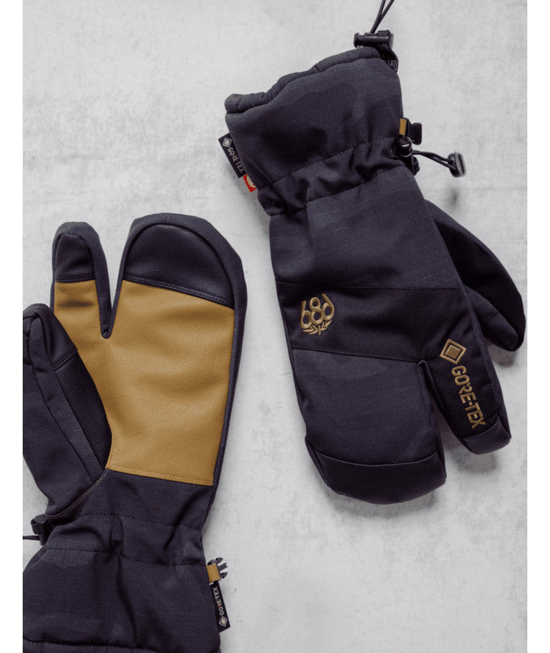 Men's Waterproof Gore-Tex Ski Mittens with Trigger Finger - Black Camo, X-Large