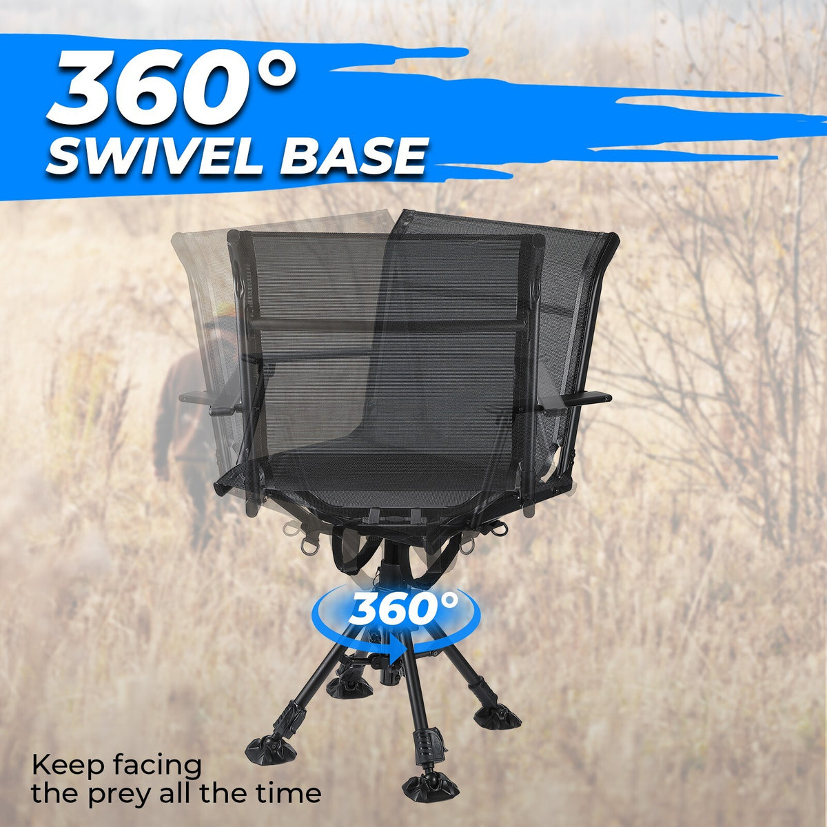 Camping & Hunting Chair 360° Swivel Foldable Adjustable Height Outdoor Seat