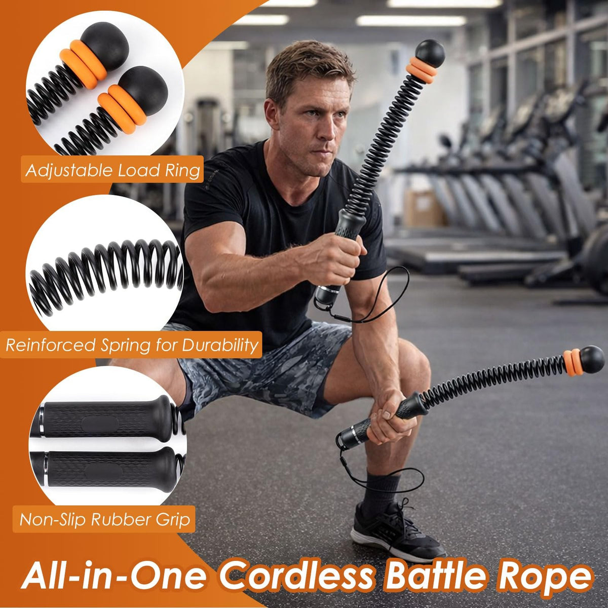 Portable Ropeless Battle Ropes with Adjustable Resistance – Cordless Fitness Equipment