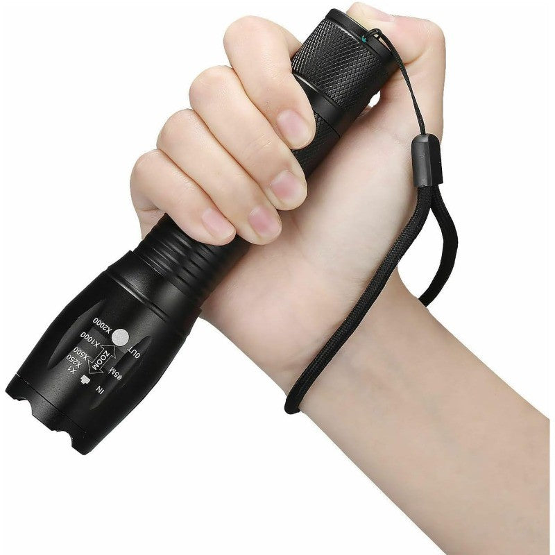 Rechargeable 2-in-1 LED Flashlight with White and Red Light, Waterproof