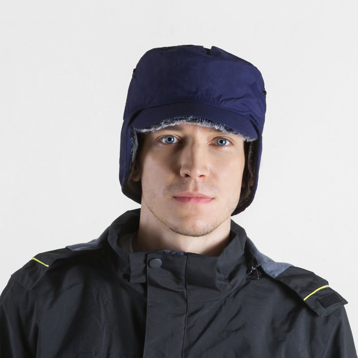 Men's Winter Windproof Ski Hat with Earflaps & Brim - Water-Resistant, Warm