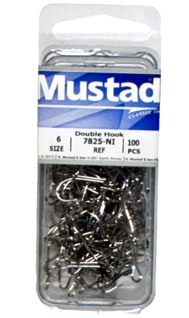 Double Fishing Hooks Size 6 Nickel 100 Pack - Durable & Sharp Tackle
