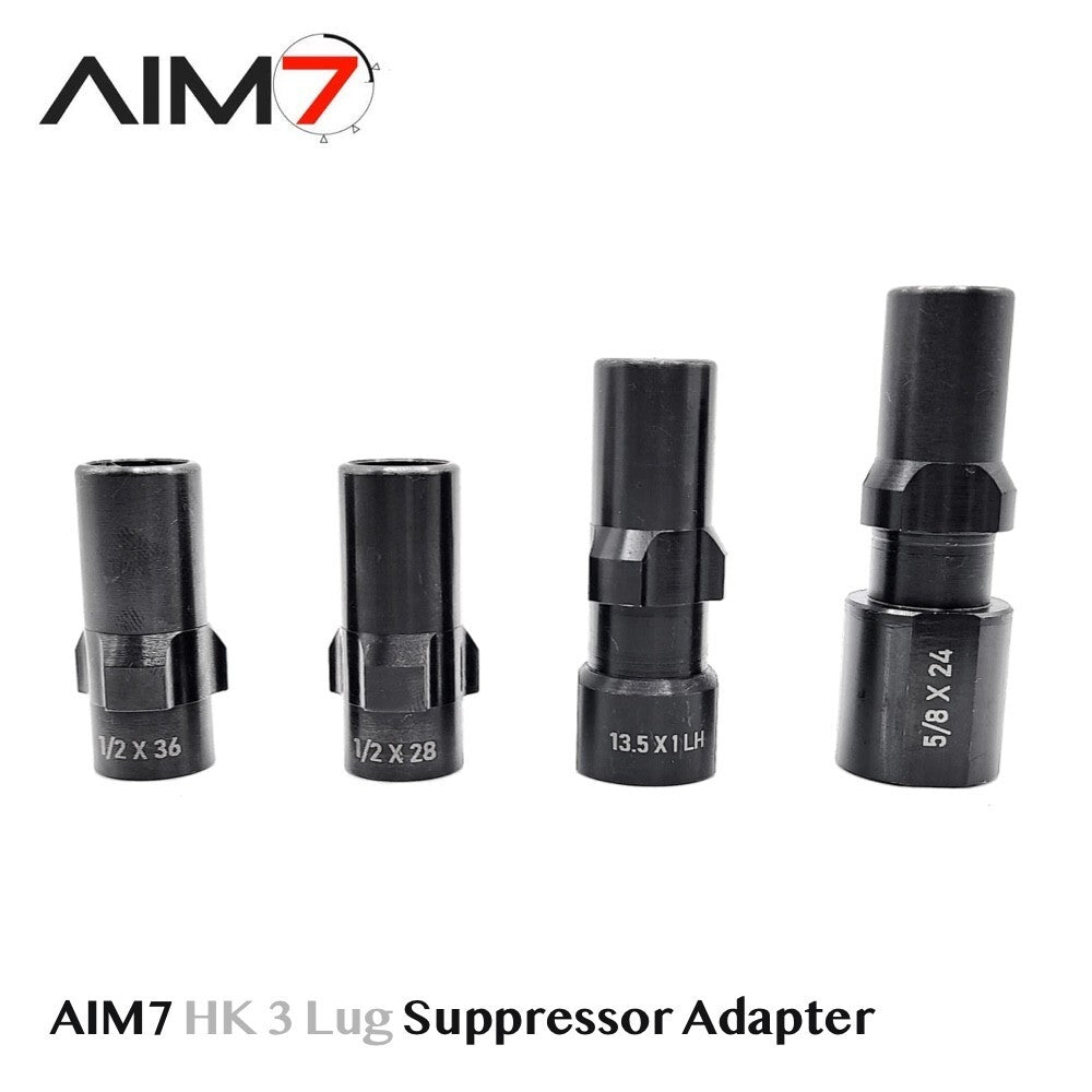 Aim7 3-Lug Barrel Adapter for 1/2x28 Thread 9mm Steel Black