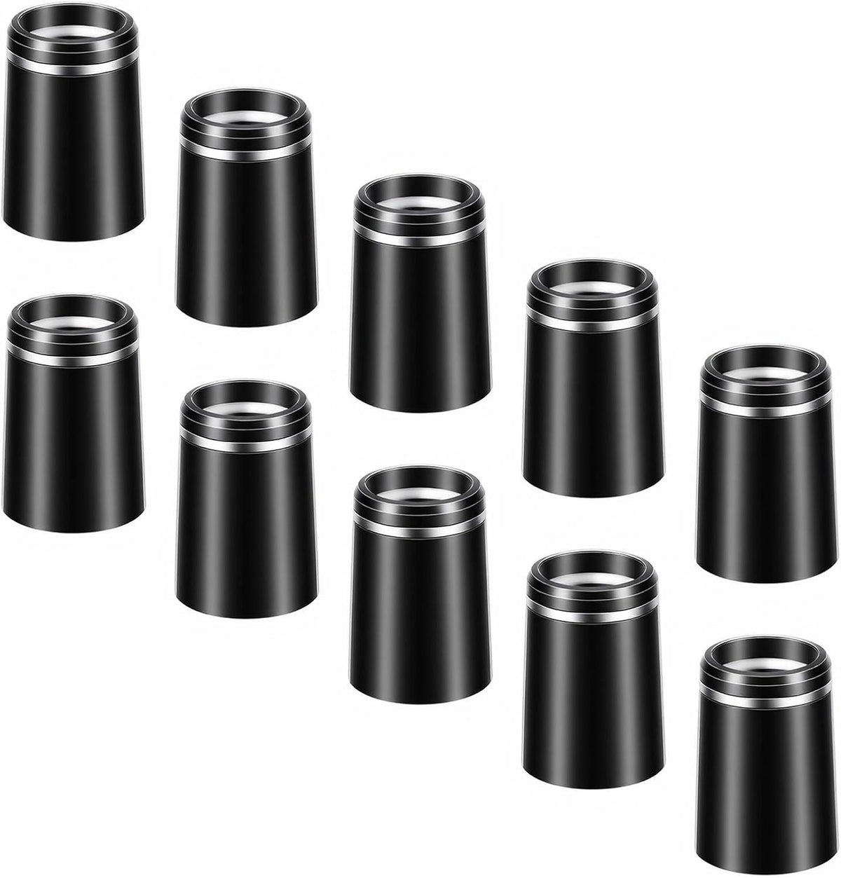 10 Pack Black Golf Ferrules .370 Size with Silver Ring for Clubs