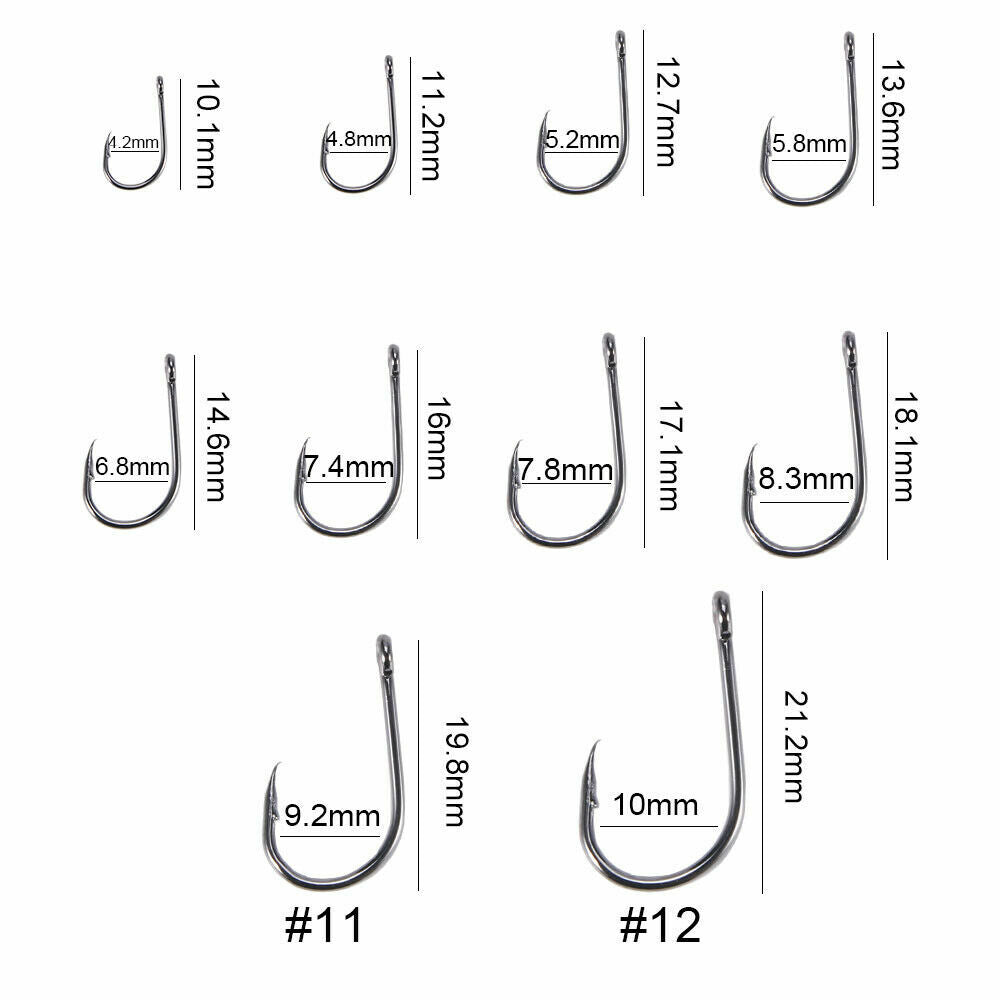 1000PCS Fishing Hooks Set - 10 Sizes Barbed Saltwater & Freshwater Tackle Kit with Storage Box