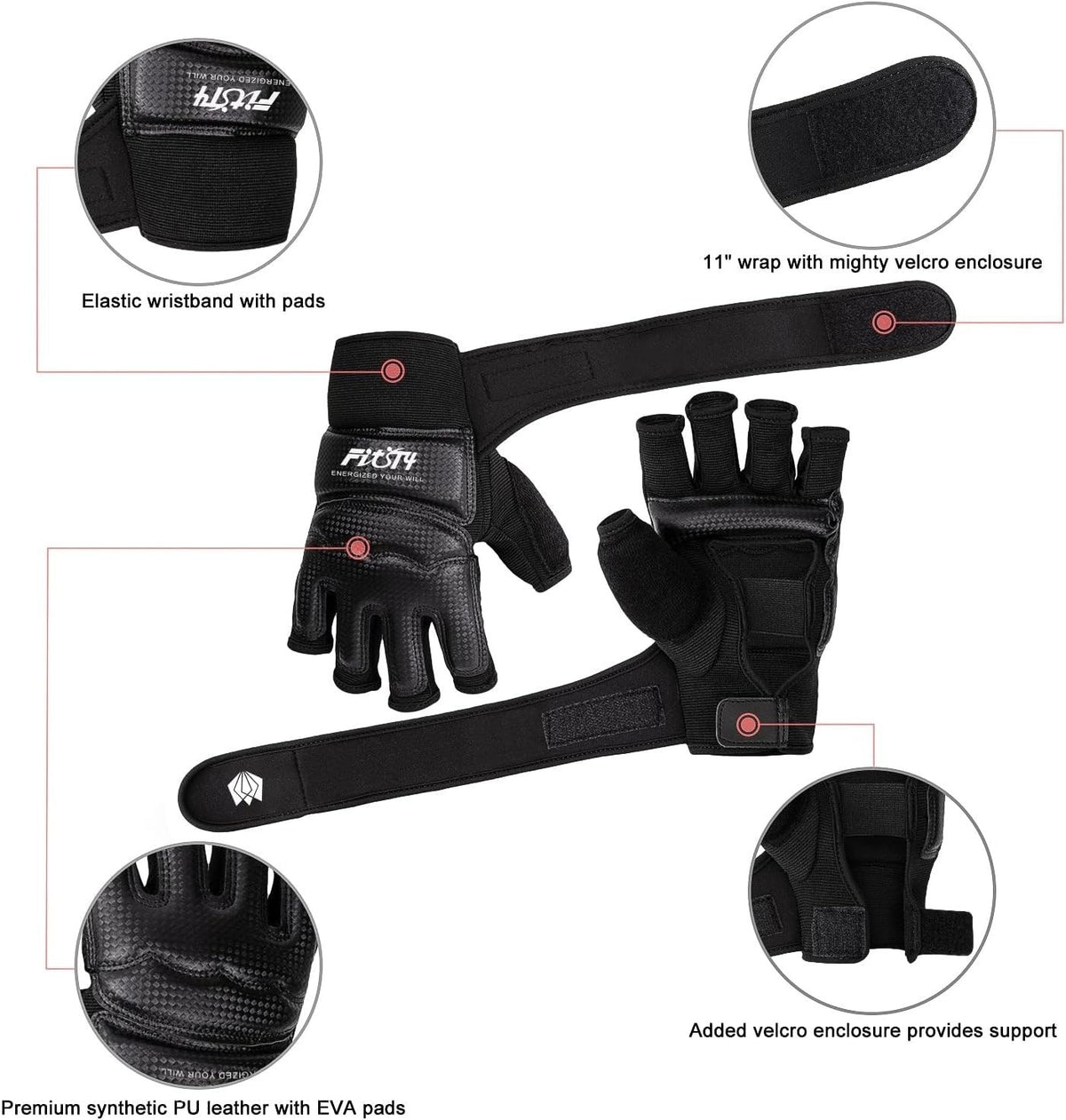 Adjustable MMA Training Gloves - Breathable Half Mitts for Combat Sports