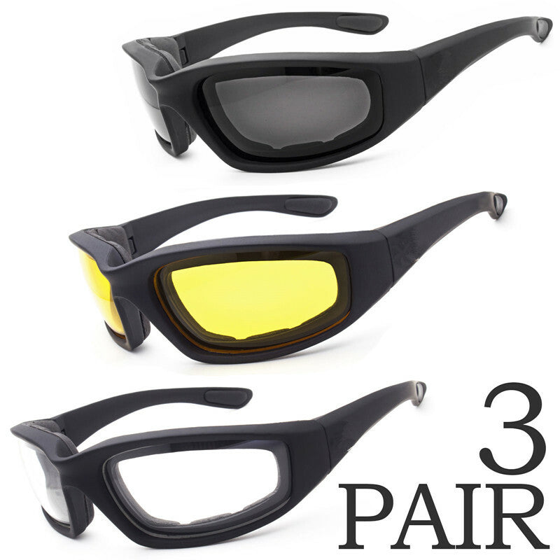 3 Pairs Motorcycle Riding Sunglasses UV400 Windproof Sports Glasses