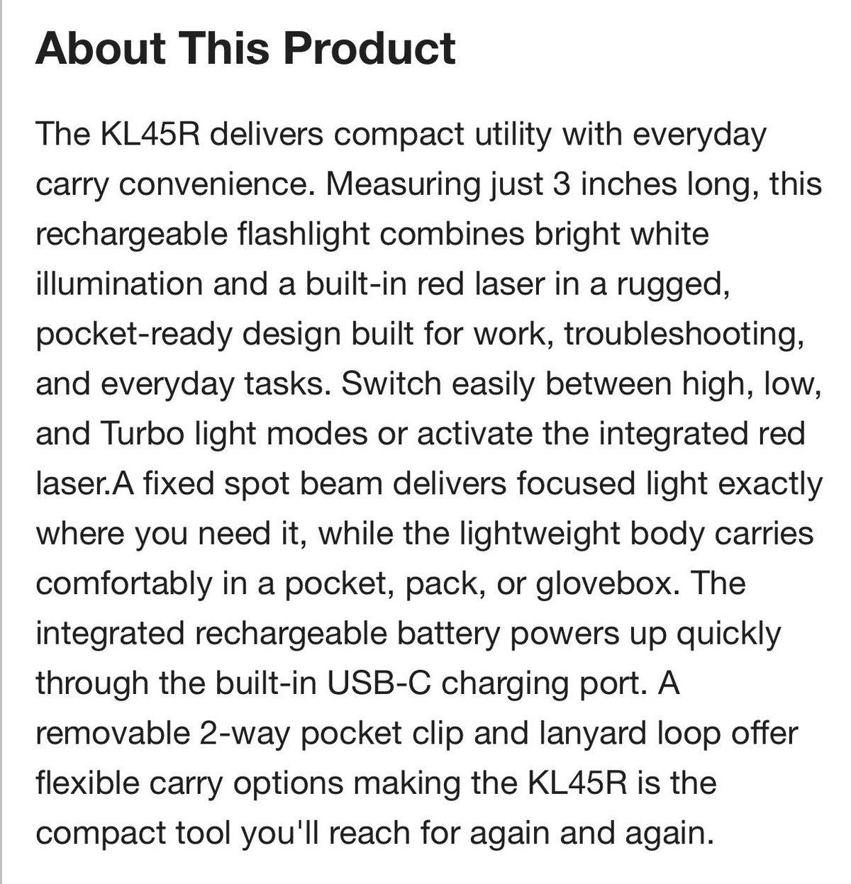 Rechargeable LED Flashlight with Laser Pointer - 225 Lumens, Compact & Durable