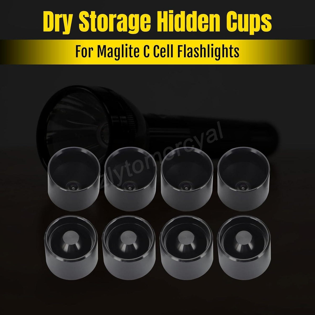 Set of 16 Aluminum Hidden Storage Cups for Maglite C Cell Flashlights