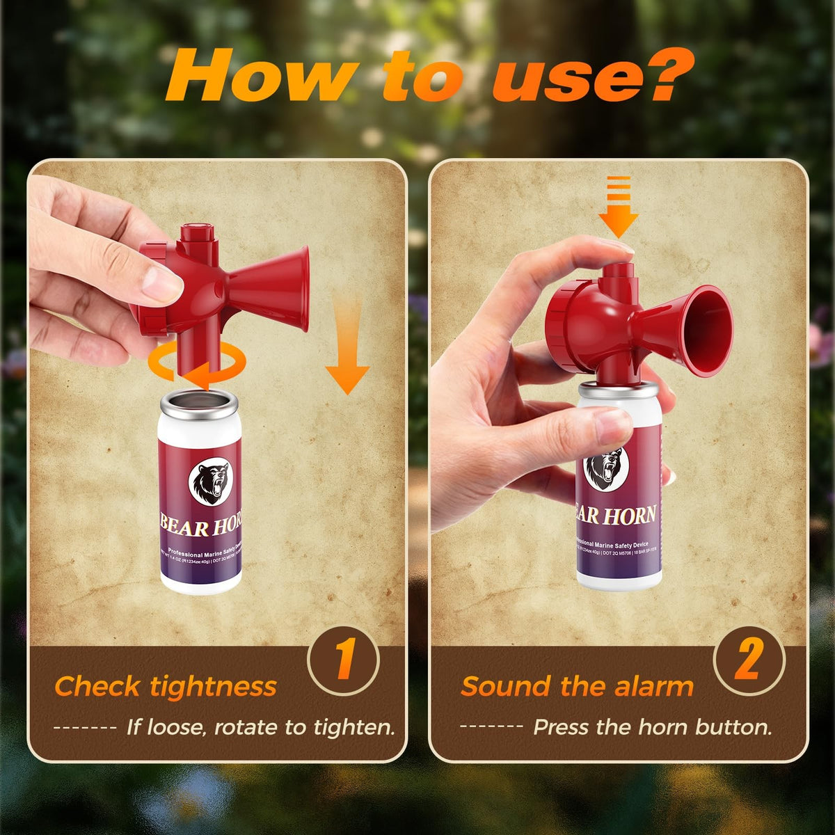 Loud Air Horn for Outdoor Safety and Wildlife Warning 122dB - 2 Pack