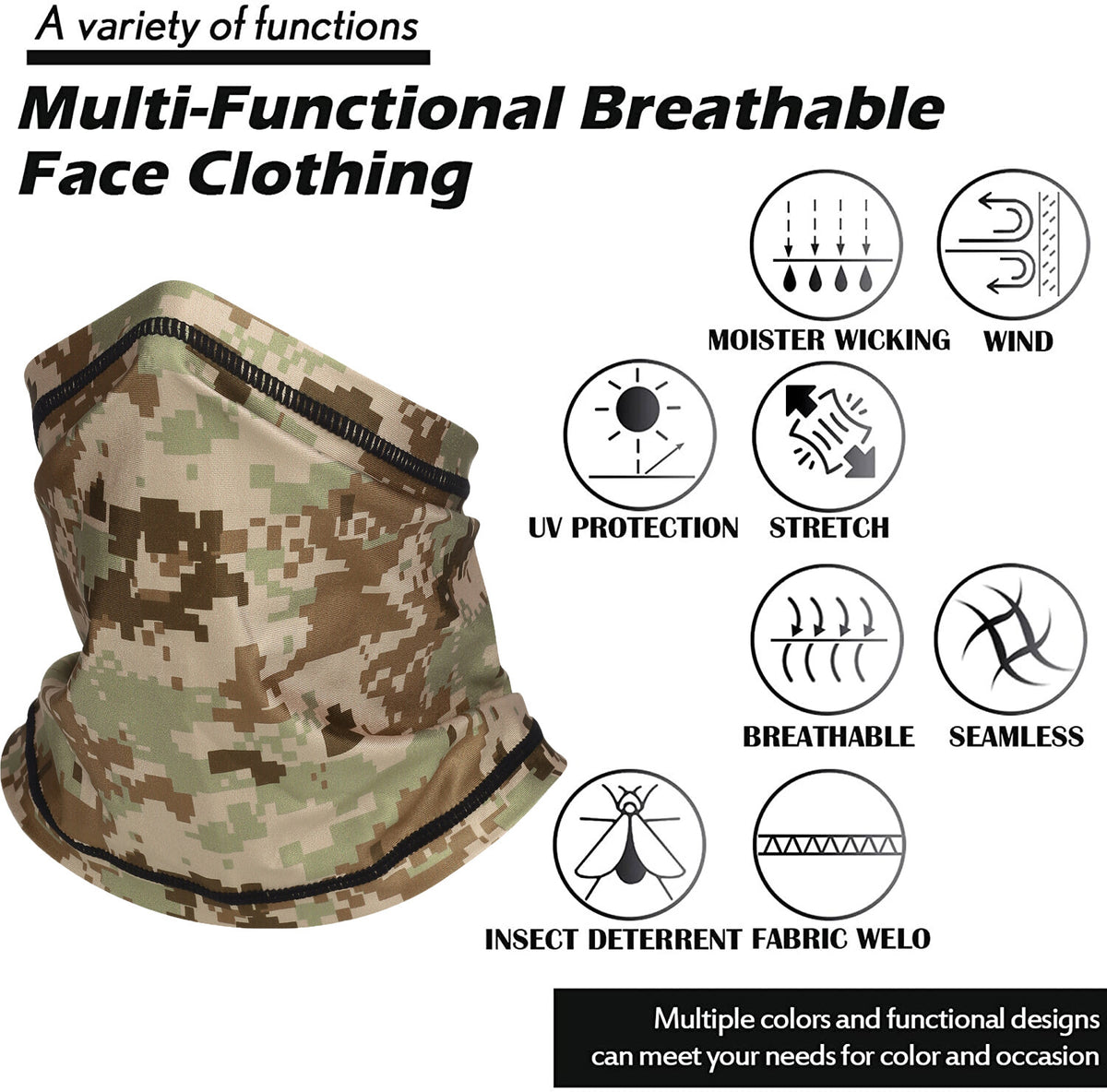 UV Face Mask Neck Gaiter Balaclava for Outdoor Sun & Dust Protection