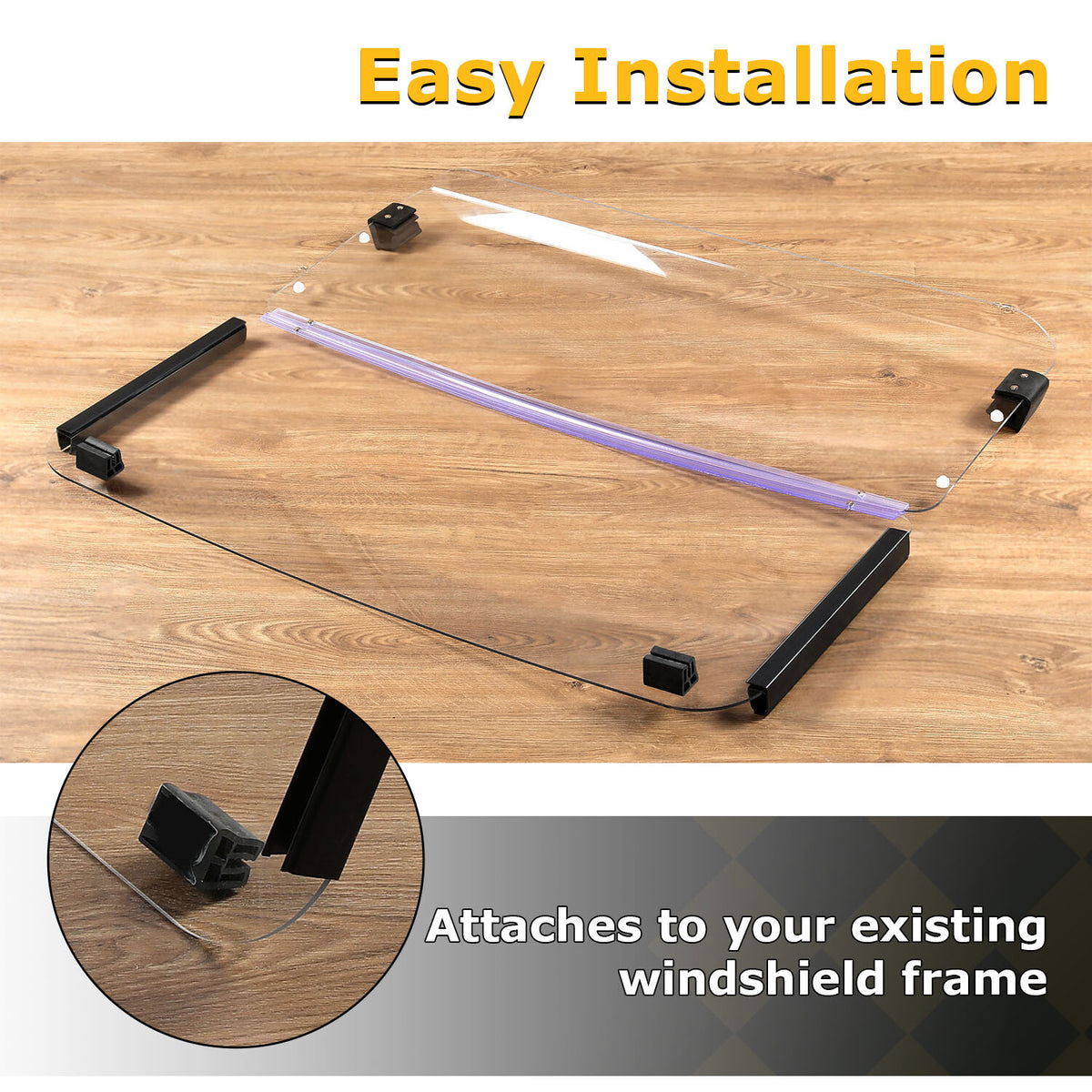 Fold Down Golf Cart Windshield for Yamaha G2 G9 1985-1995 - Clear Plastic Windscreen