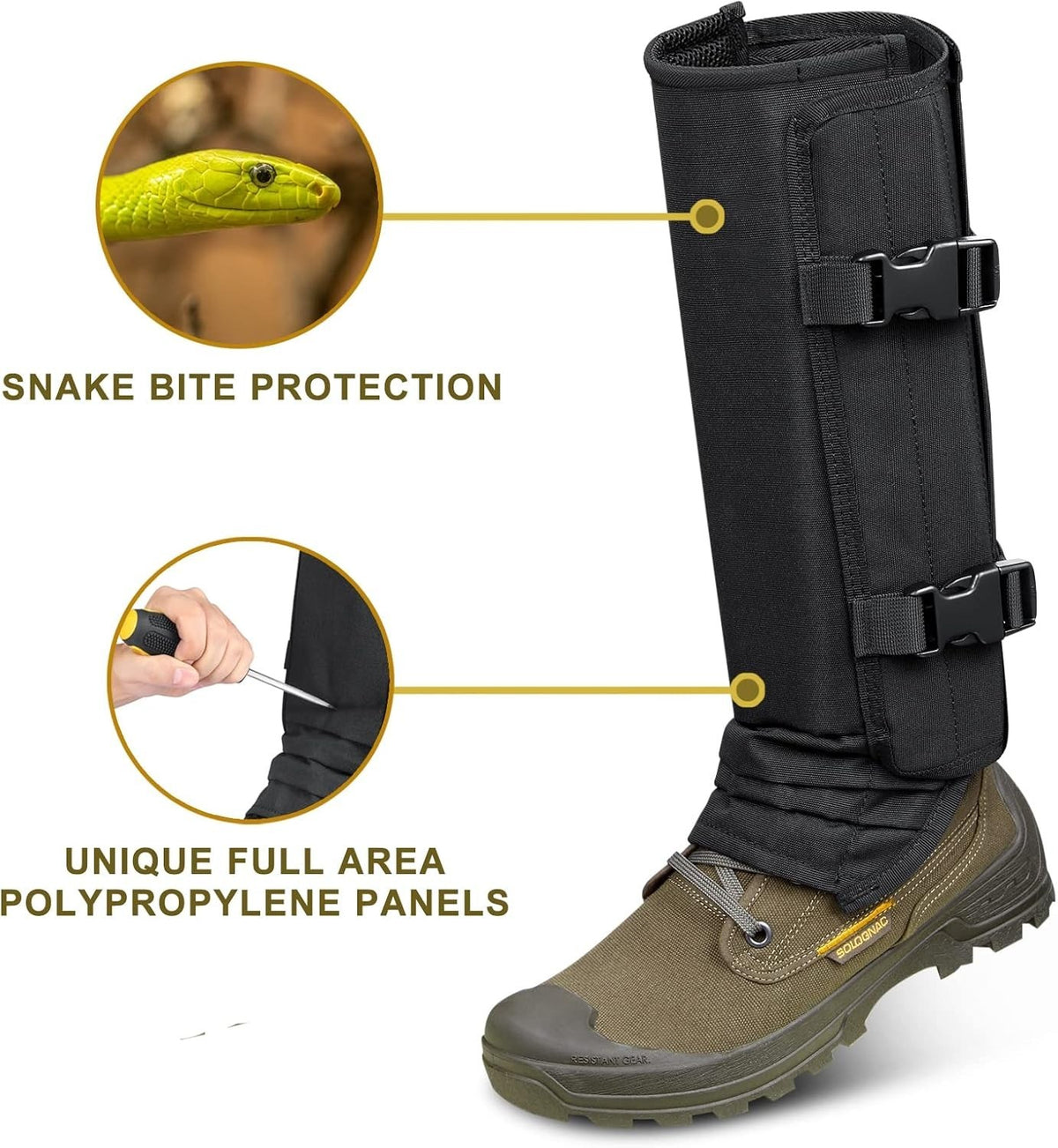 Waterproof Snake Gaiters for Hiking and Outdoor Protection - Bite Proof Leg Guards