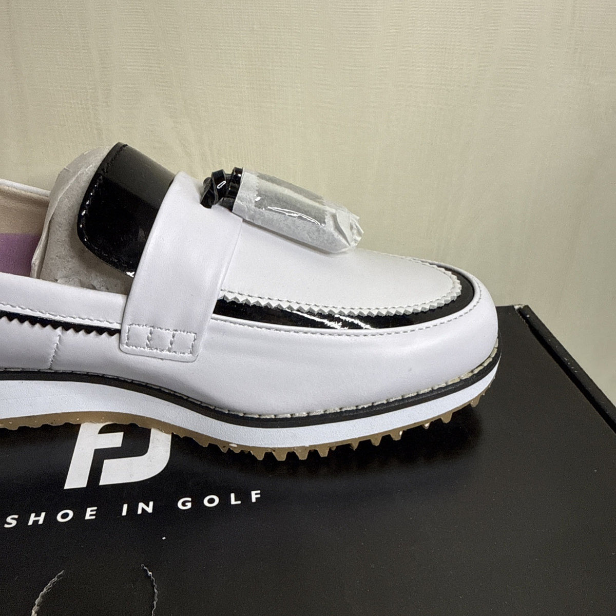 Women's Slip-On Golf Shoes FJ Sandy #92383 White Black Size 6W Wide