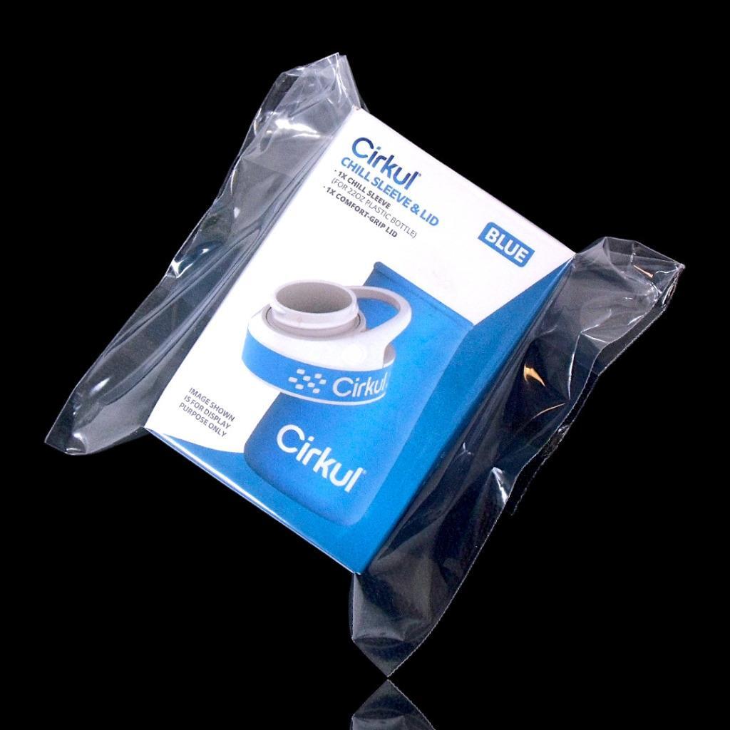 Reusable Blue Chill Sleeve and Lid for 22 oz. Plastic Water Bottle