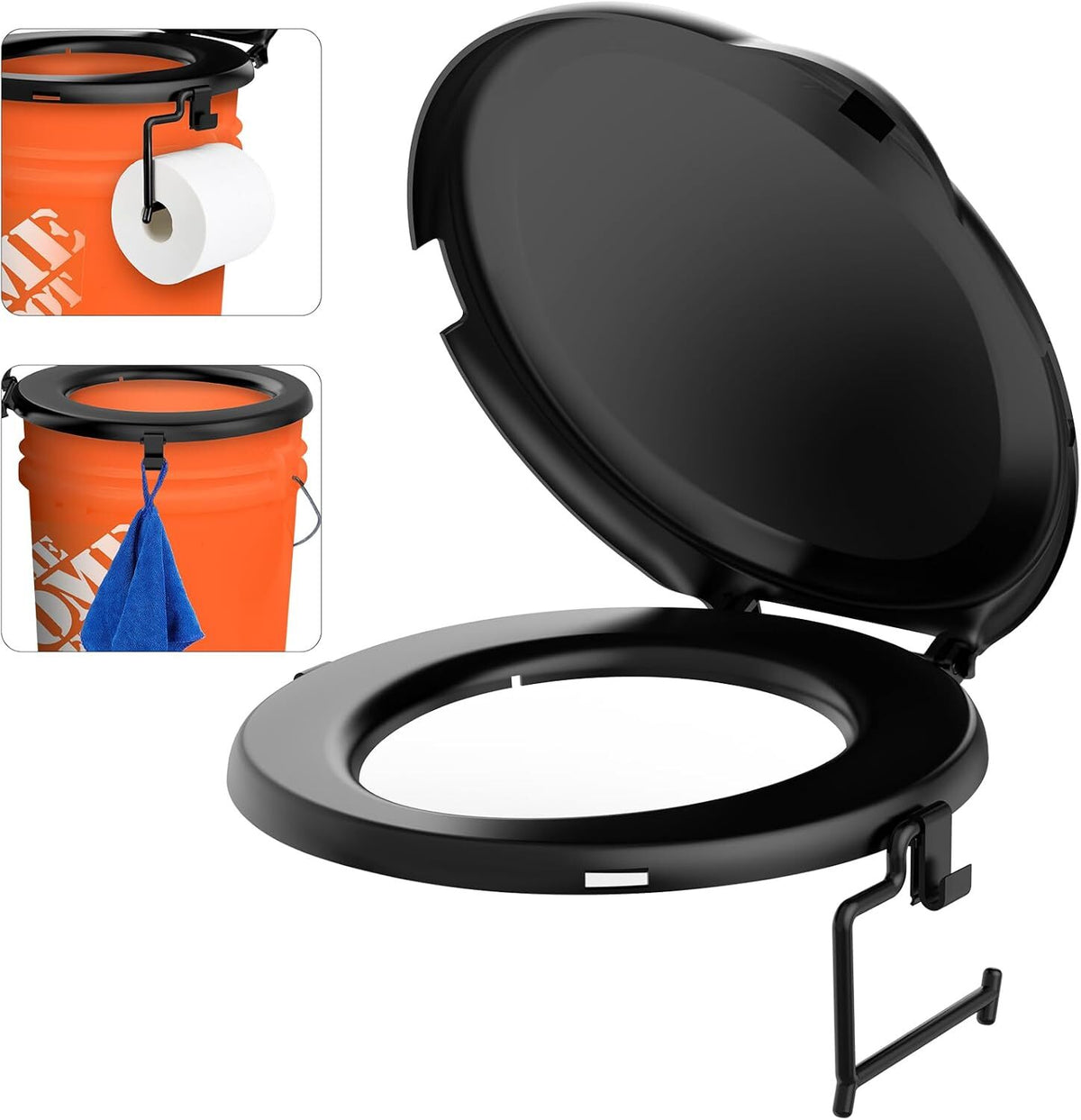 Portable Camping Toilet Seat for 5 Gallon Buckets with Lid and Paper Holder
