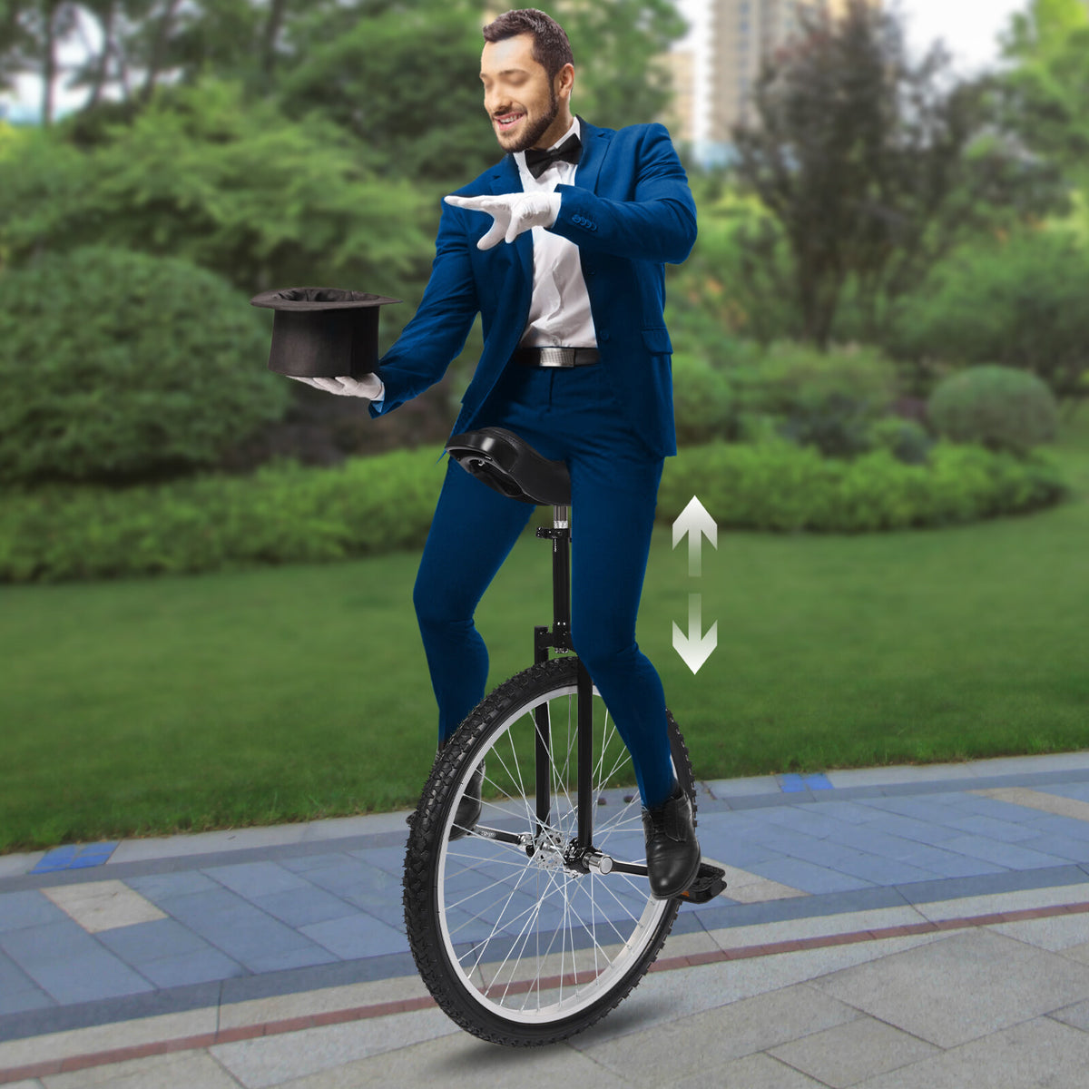24 Inch Adjustable Unicycle for Adults - Steel Frame, Lightweight & Stable