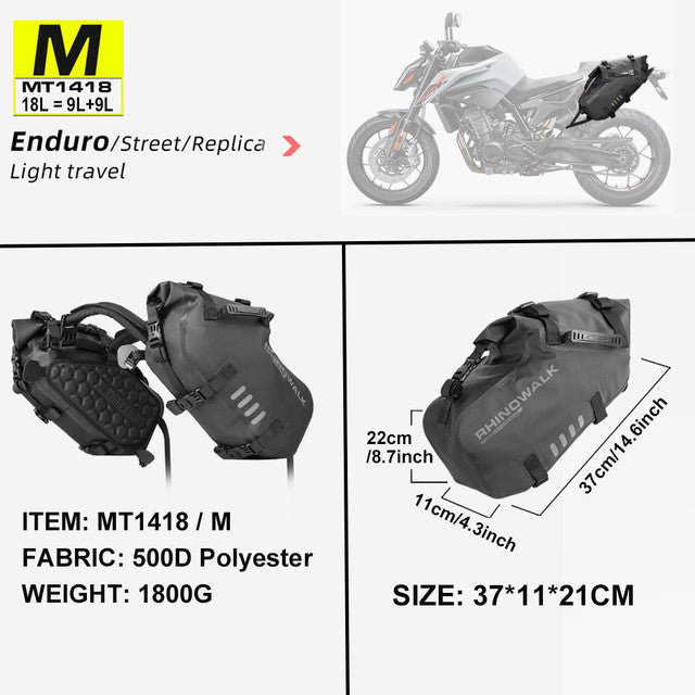 Motorcycle Waterproof Double Side Bag 18L/28L/48L Universal Black