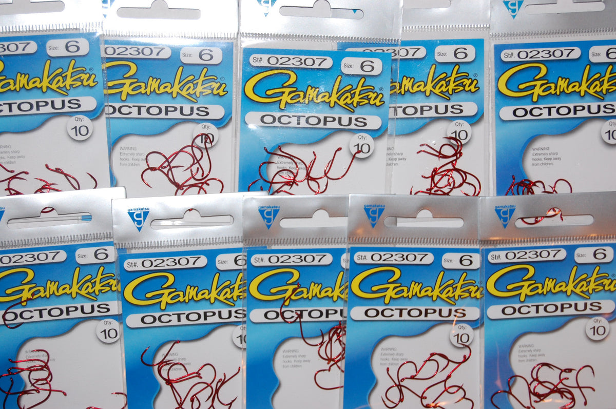 Gamakatsu Octopus Hooks Size 6 - Durable Fishing Hooks, 10 Pack