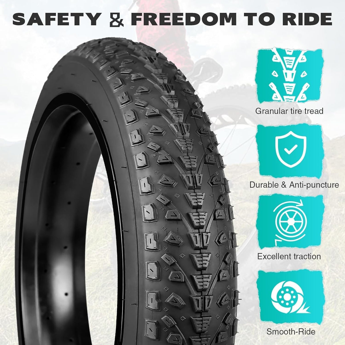 2 Pack 20x3 Inch Electric Bike Fat Tire with 2 Tubes - Mountain & Snow