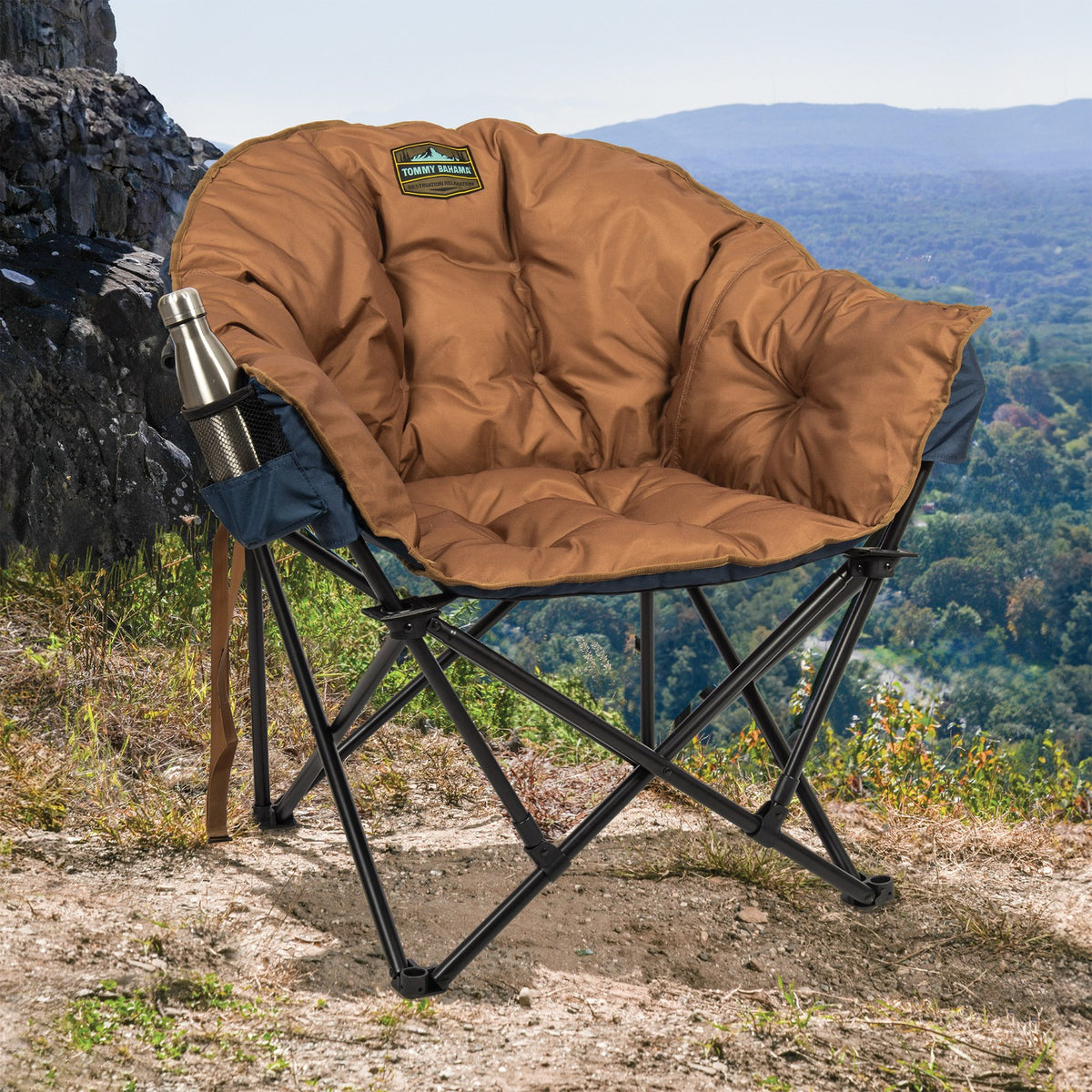 Portable Jumbo Padded Folding Camping Chair with Cup Holder - All Colors