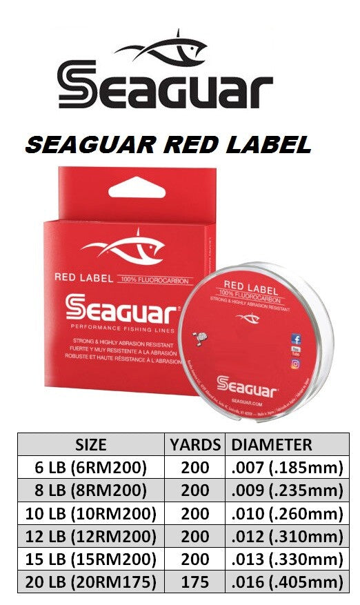 Seaguar Red Label Fluorocarbon Fishing Line 15lb 200 Yards - Clear Salt & Freshwater