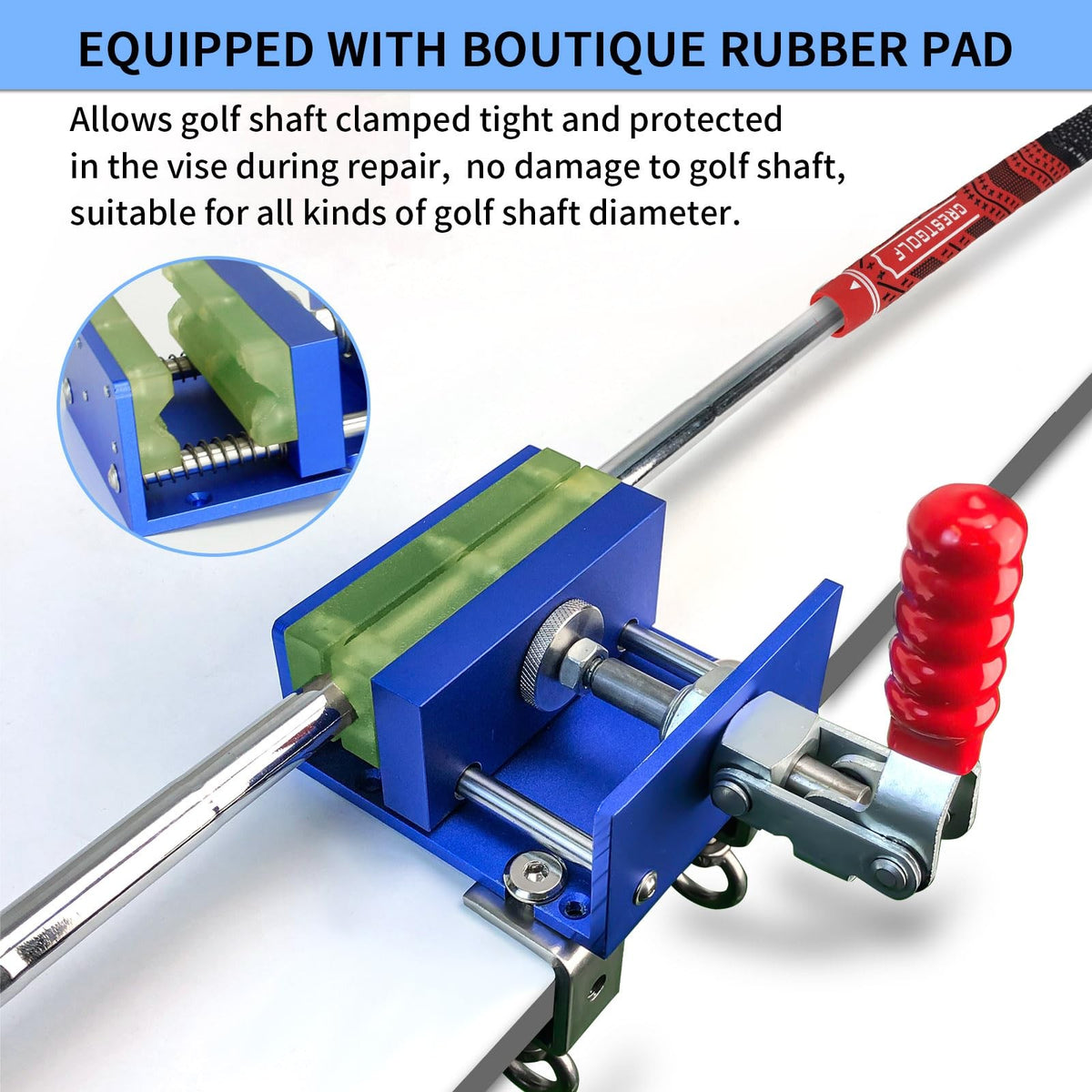 Golf Club Regrip Kit with Vise Clamp, Grip Tape, Solvent & Knife – Drill-Free Installation