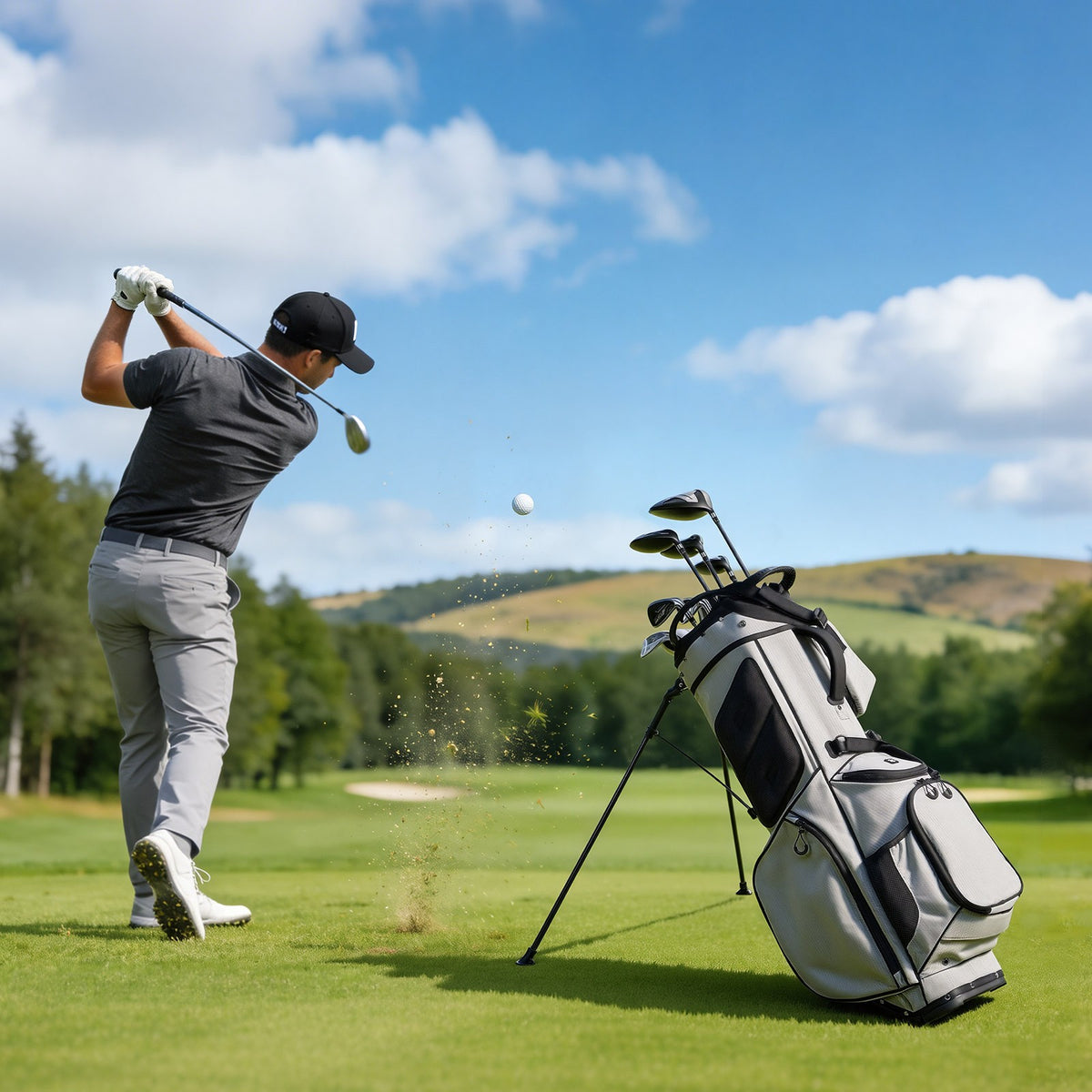 14-Way Golf Cart Bag with Dual Shoulder Straps & Rain Hood – Men & Women