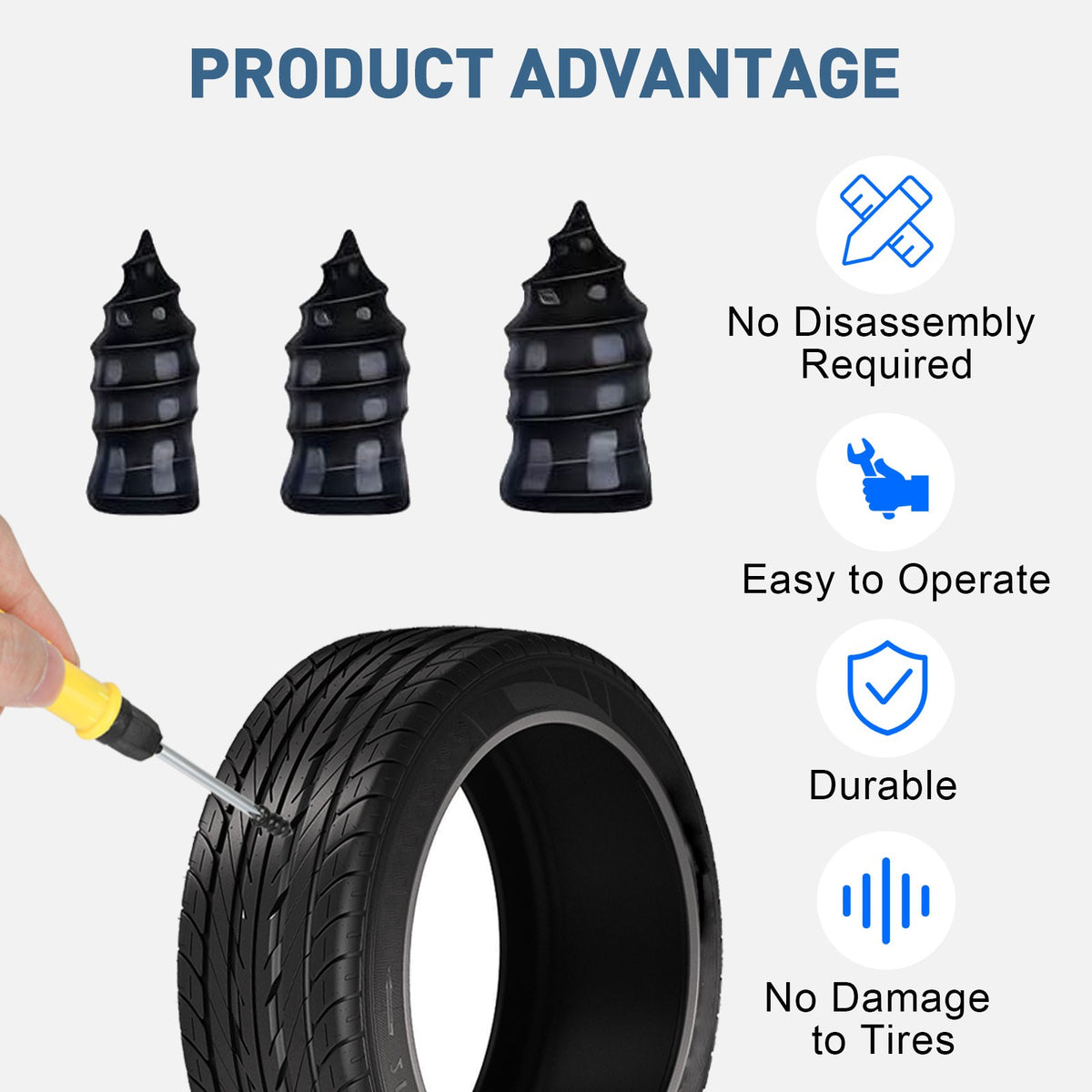 Heavy Duty Tire Repair Kit with Rubber Nails & Screwdriver – 100 Pcs for Car, Truck, Motorcycle & Bicycle Tires