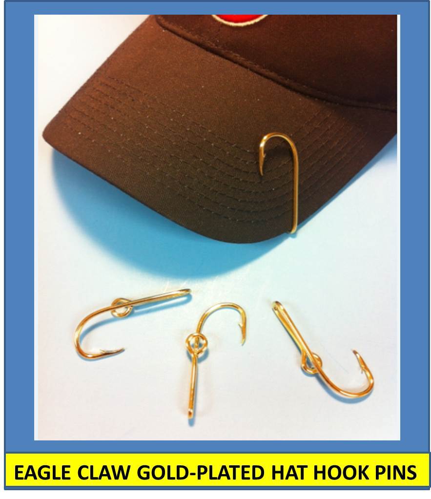 Fishing Hook Hat Pins Set - Gold, Camo & USA Flag Lapel Pins, Money Clips