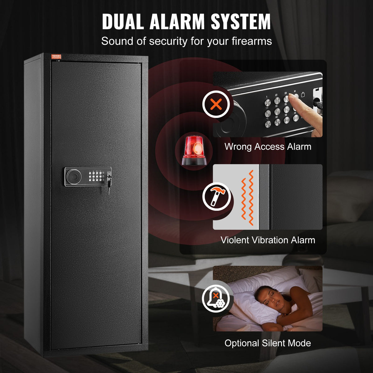 6-8 Rifle Gun Safe with Digital Lock & Emergency Power Supply